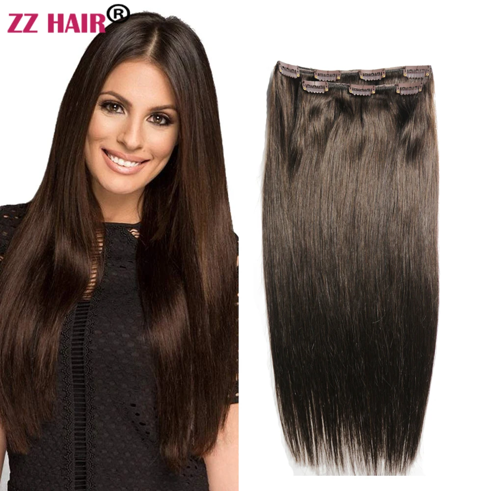 

ZZHAIR 100% Human Remy Hair Extensions 16"-22" 2pcs Set 70g 1x20cm 1x15cm Clips-in Two Pieces Natural Straight