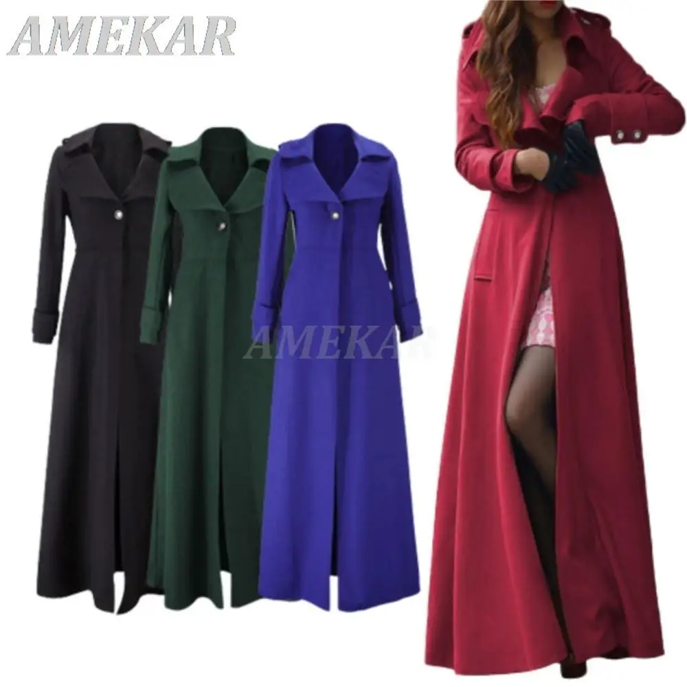 Women's Elegant Long High Collar Woolen Coat Designer Chic Lapel Outwear Lady European American Autumn Winter Lengthen Overcoat
Women's Elegant Long High Collar Woolen Coat Designer Chic Lapel Outwear Lady European American Autumn Winter Lengthen Overcoat