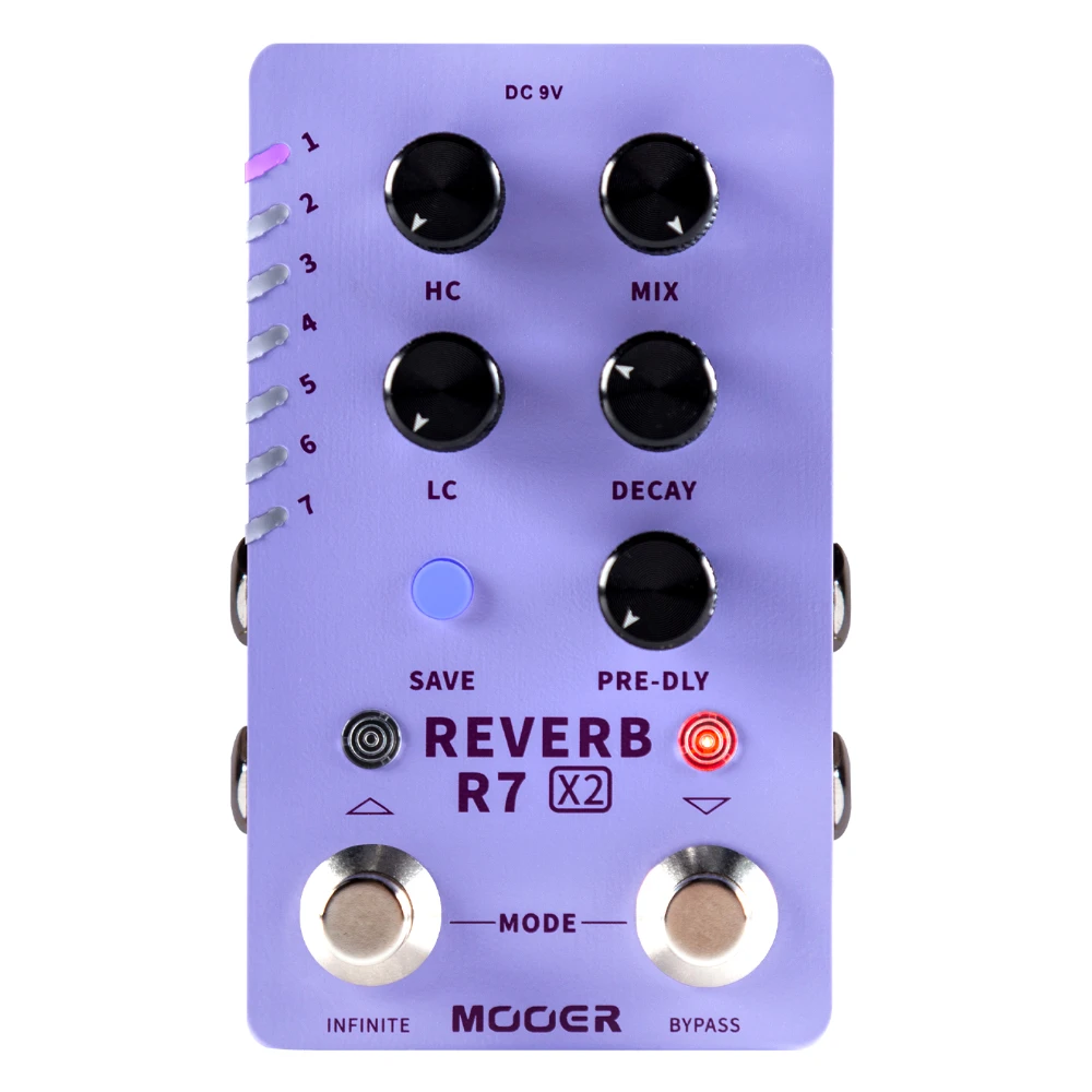 

MOOER R7 Reverb X2 Effect Pedal Built-in with Different 14 Reverbs Effects Guitar Dual Footswitch Stereo Reverb Pedal Effect