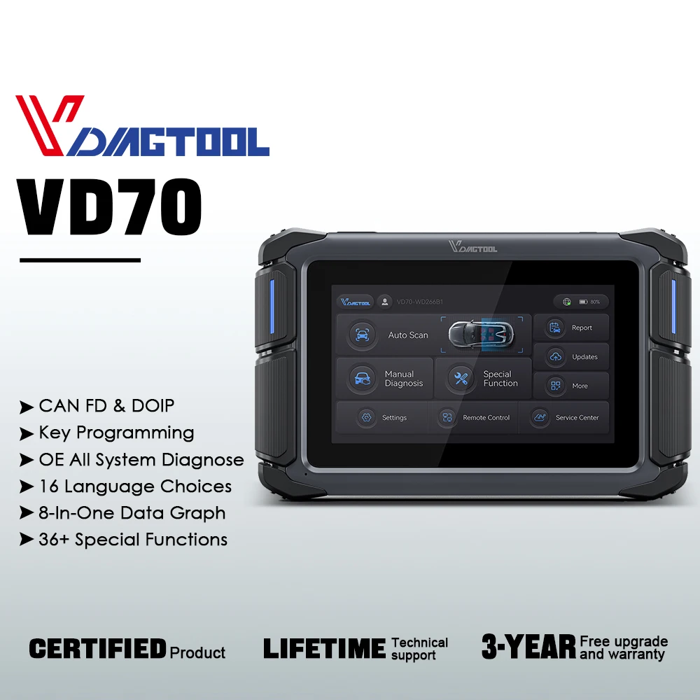Автомобильный диагностический сканер VDIAGTOOL VD70, двунаправленный инструмент для сканирования CAN FD, DoIP и FCA, кодирование ЭБУ, полное сканирование системы Оо, 36 + сбросов
Автомобильный диагностический сканер VDIAGTOOL VD70, двунаправленный инструмент для сканирования CAN FD, DoIP и FCA, кодирование ЭБУ, полное сканирование системы Оо, 36 + сбросов