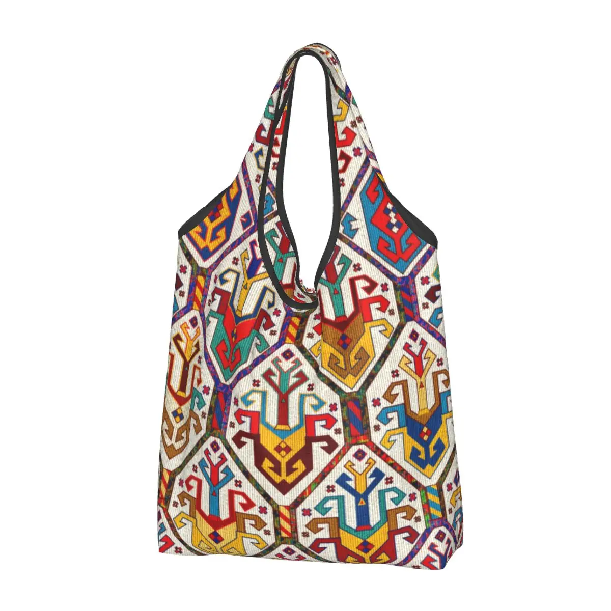 

Persian Ethnic Geometric Style Kilim Shopping Tote Bags Portable Antique Turkish Ethnic Tribal Grocery Shopper Shoulder Bag