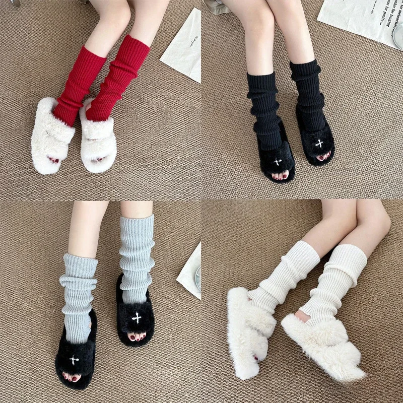 

Solid Knitted Leg Warmer Japanese Style Warm Socks Stacked Leggings JK Spicy Girls' Ballet Socks Lolita Long Stockings