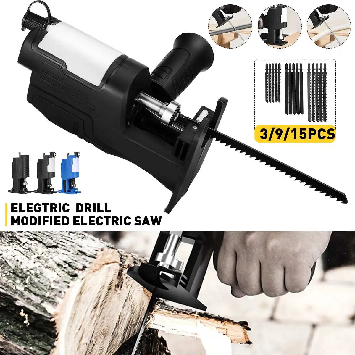 Portable Reciprocating Electric Saw Adapter Electric Drill Modified Tool Attachment with 3 Saw Blade Wood Metal Cutting Oil Tank
Portable Reciprocating Electric Saw Adapter Electric Drill Modified Tool Attachment with 3 Saw Blade Wood Metal Cutting Oil Tank