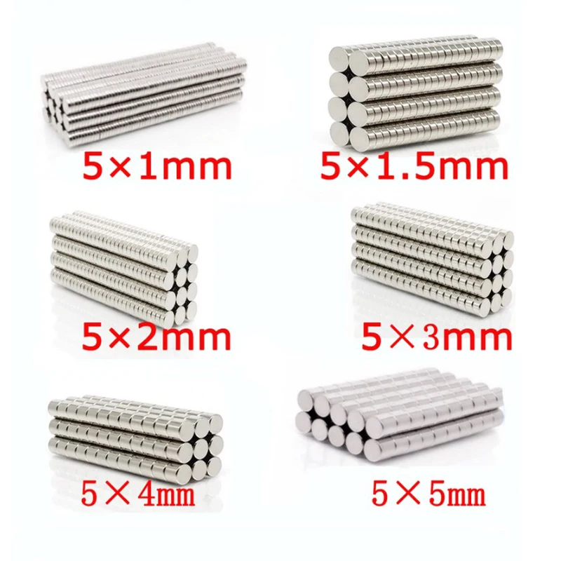 

100Pcs Neodymium Magnet N35 Round Magnet 5x1 5x1.5 5x2 5x3 5x4 5x5 Super Strong Permanent NdFeB 5*1 5*2 5*3 5*4 5*5