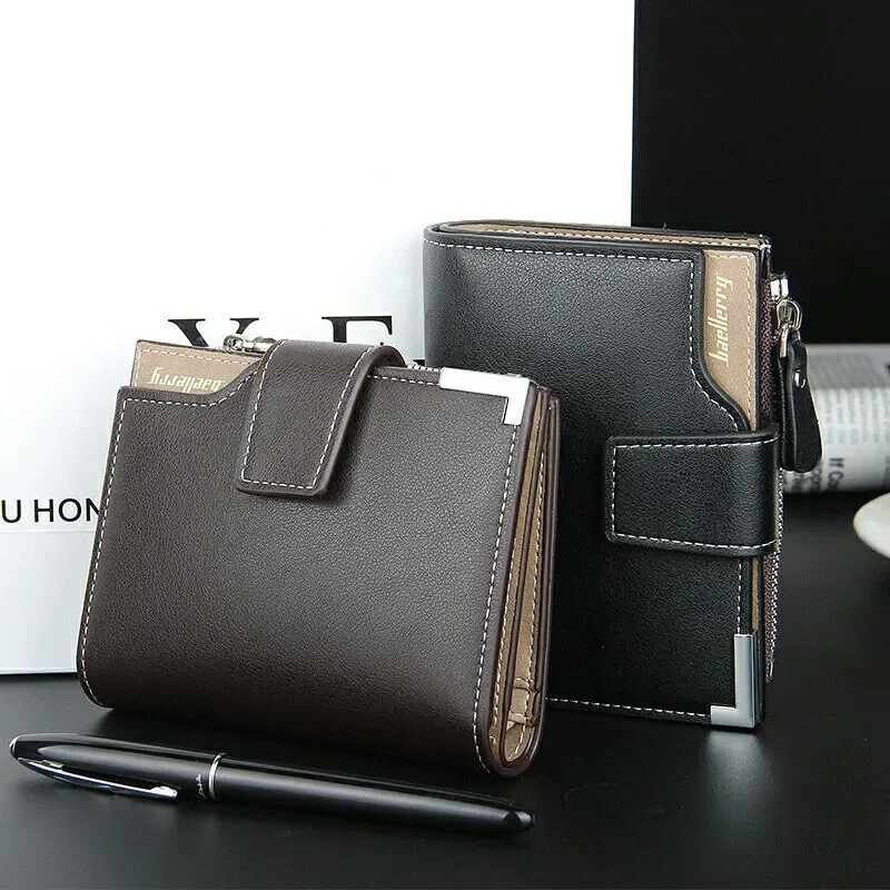 

Men's Wallet Credit Card Holder Zipper Coin Pocket Clutch Leather Purse Male Casual Multi-function Small Money Clip Bag Wallet