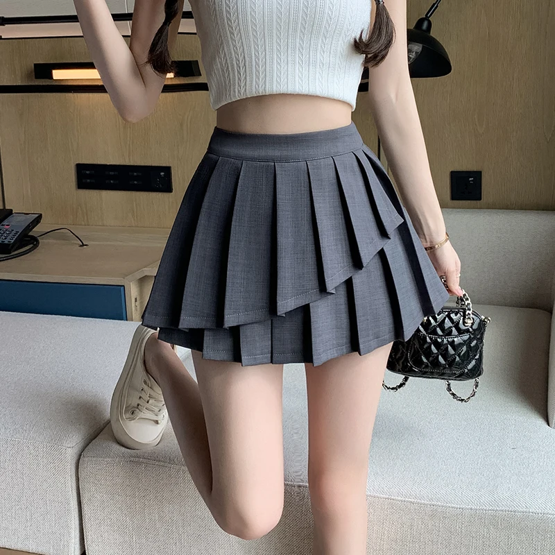 

Irregular Pleated Mini Skirts Women High Waisted Plain A Line Skirt Hottie Slim JK Streetwear Slim Casual Skinny Wrap Hip Skirts