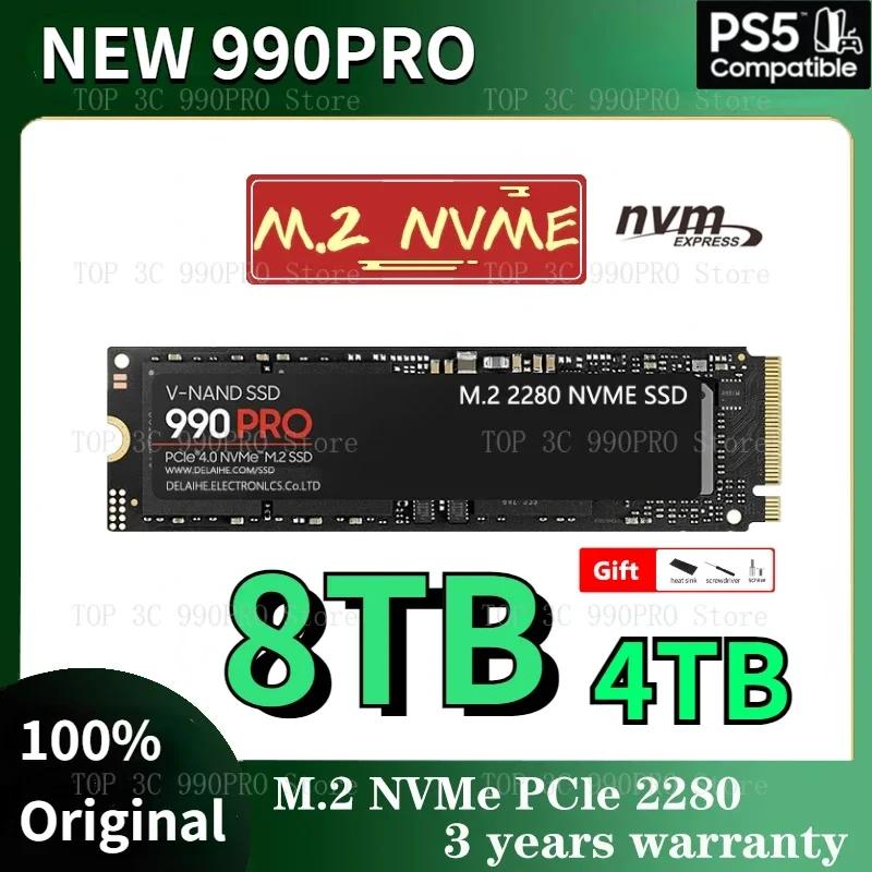 990PRO 1TB 2TB 4TB 2023 Newest SSD Internal Solid State Disk M2 2280 PCIe Gen 4.0 NVMe 7450MB/s for PS5 Laptop Desktop Computer
990PRO 1TB 2TB 4TB 2023 Newest SSD Internal Solid State Disk M2 2280 PCIe Gen 4.0 NVMe 7450MB/s for PS5 Laptop Desktop Computer