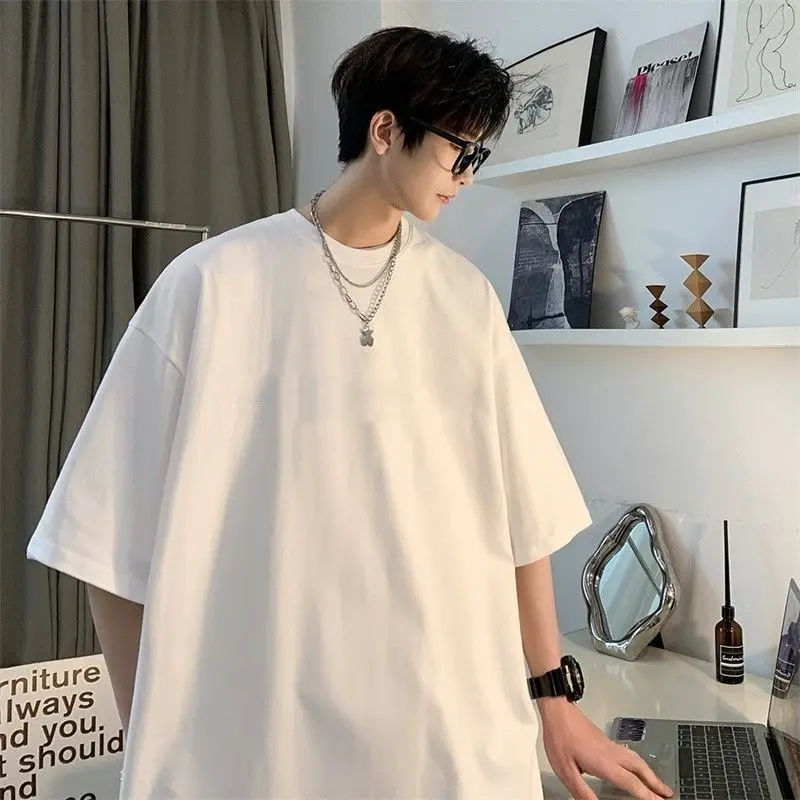 New Pure Cotton Solid Color T-shirt Men and Women Half Sleeved Top Round Neck T-shirt Loose Base Shirt Short Sleeved Clothes Ins
New Pure Cotton Solid Color T-shirt Men and Women Half Sleeved Top Round Neck T-shirt Loose Base Shirt Short Sleeved Clothes Ins