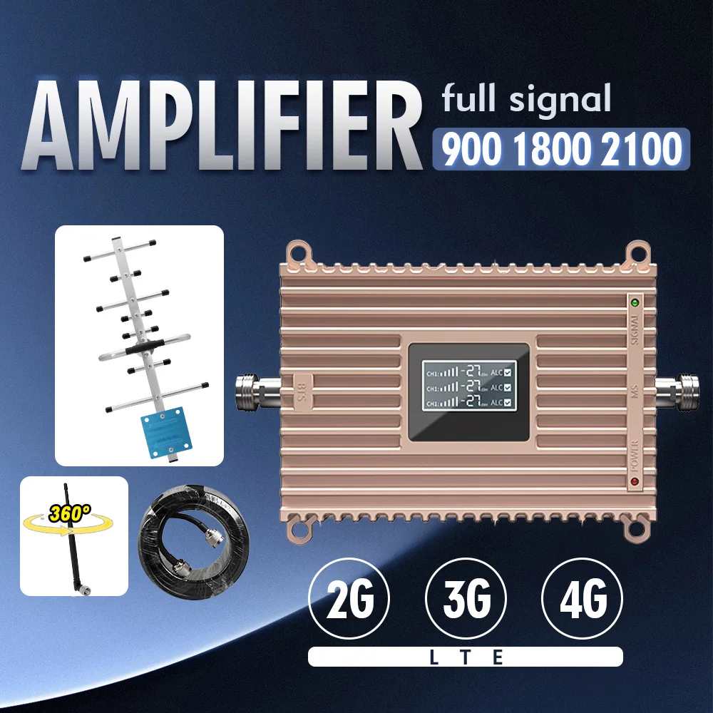 

Mobile Signal Amplifier 900 1800 2100 Communication Antenna set 2G 3G 4G Cellular Signal Repeater LTE DCS GSM Signal Booster