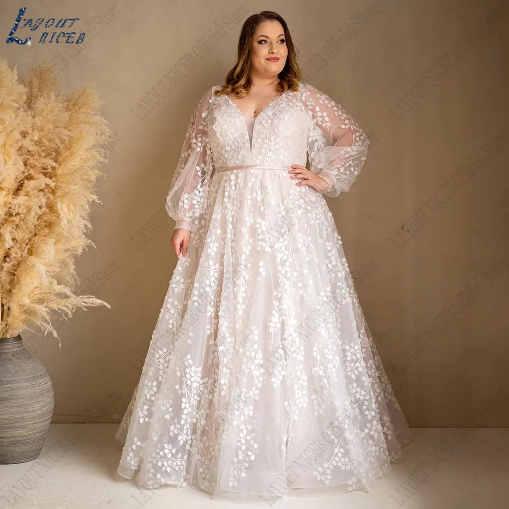 LAYOUT NICEB Plus Size Puff Sleeves Wedding Dresses Appliques V-Neck Bride Gowns Back Buttons A-Line robes de mariée Custom Made
LAYOUT NICEB Plus Size Puff Sleeves Wedding Dresses Appliques V-Neck Bride Gowns Back Buttons A-Line robes de mariée Custom Made