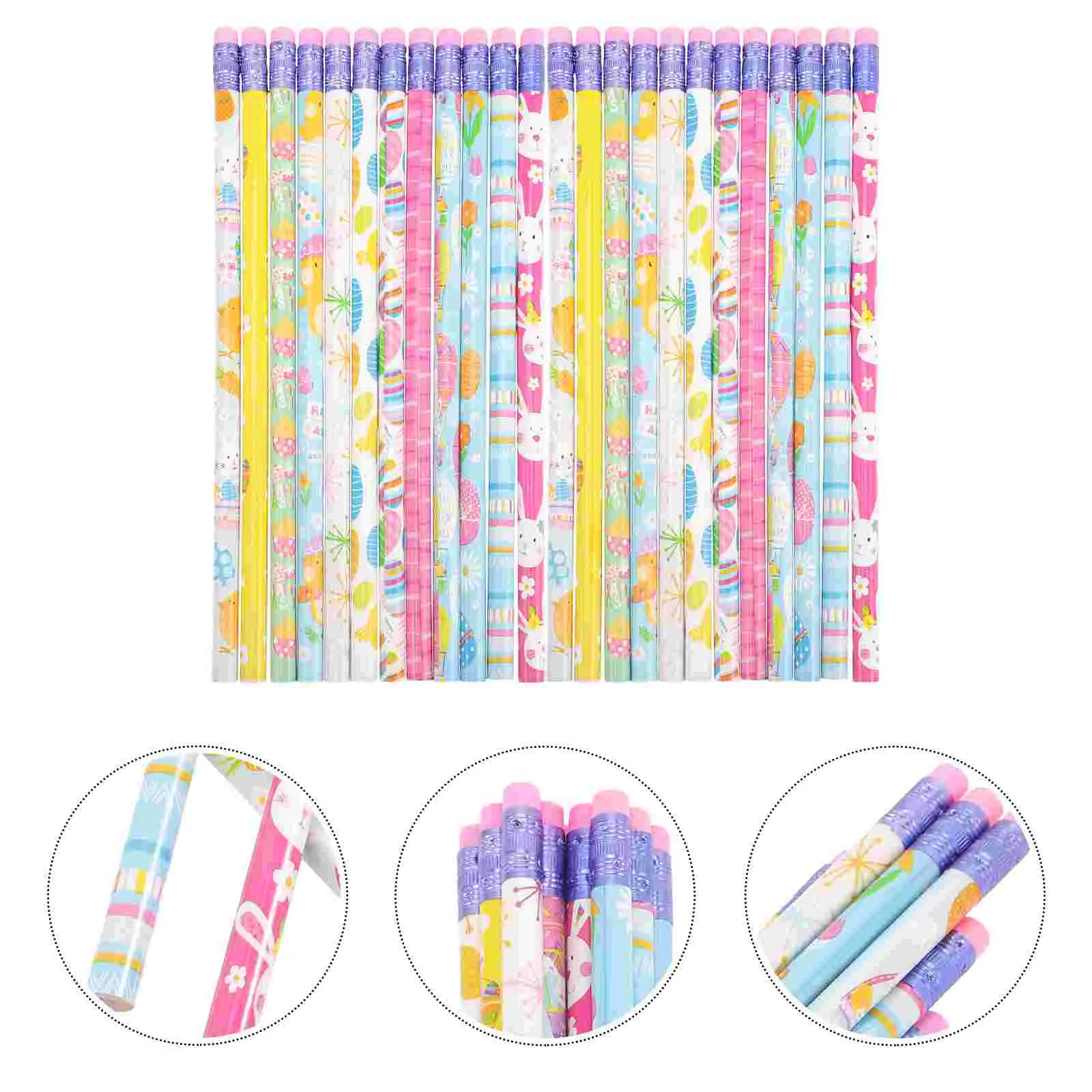 

50pcs Easter Pencils Adorable Students Pencils Kids Writing Pencils with Erasers