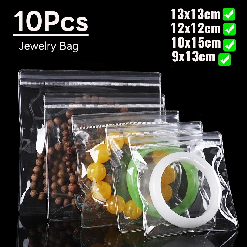 

10Pcs Thicken PVC Jewelry Package Bags Transparent Anti-Oxidation Organizer Bag Display Packaging Storage Self Sealing Pouches