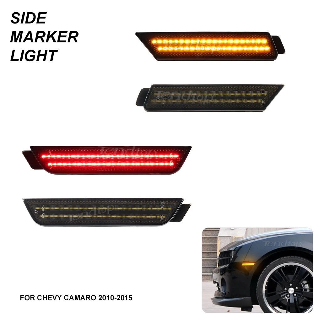 

4x Car Front & Rear Amber/Red Full LED Flash Bumper Side Marker Turn Signal Light for Chevy Camaro 2010 2011 2012 2013 2014 2015