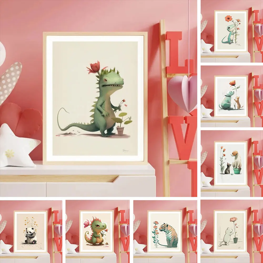 Cute Animal Dino Panda Lizard Cat Hugging The Flower Posters Print Canvas Painting Wall Art Pictures For Living Room Home Decor
Cute Animal Dino Panda Lizard Cat Hugging The Flower Posters Print Canvas Painting Wall Art Pictures For Living Room Home Decor