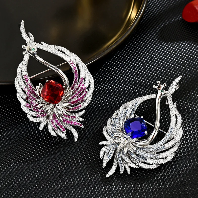 

New Luxury Heavy Industry Phoenix brooch Fashion Elegant Zircon Inlaid Coat Accessories High-grade Corsage Jewelry For Women