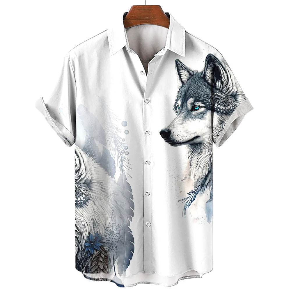 

Гавайские пляжные рубашки с 3D принтом волка для мужчин и женщин, Повседневная модная уличная одежда, рубашка оверсайз с коротким рукавом, блузка, мужская одежда