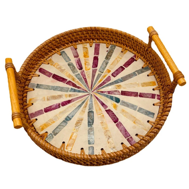 New Rattan Bread Basket Woven Snack Storage Basket Colorful Shell Stitching Handmade Fruit Plate Rattan Tea Tray
New Rattan Bread Basket Woven Snack Storage Basket Colorful Shell Stitching Handmade Fruit Plate Rattan Tea Tray