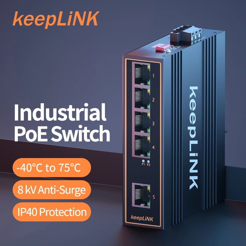 KeepLink Industrial PoE Switch 5 Port Unmanaged Ethernet Network Gigabit IP40 DIN-Rail
KeepLink Industrial PoE Switch 5 Port Unmanaged Ethernet Network Gigabit IP40 DIN-Rail