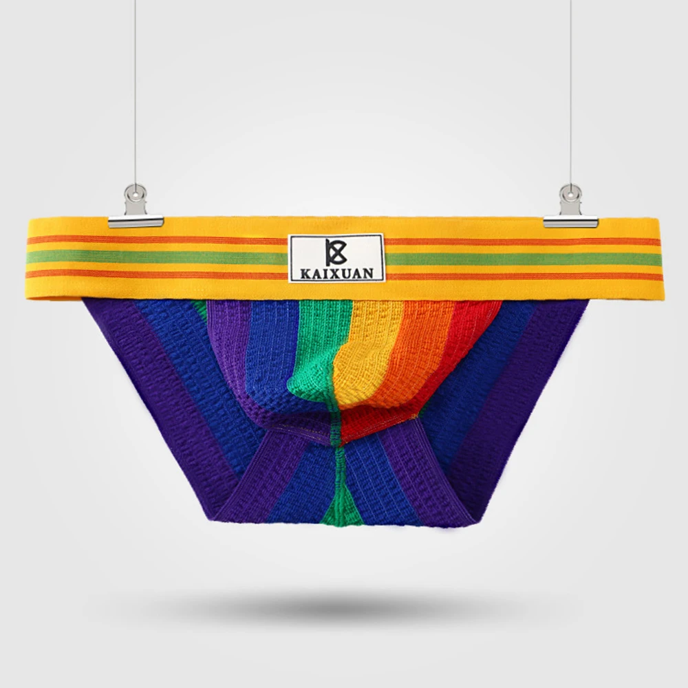 Rainbow Striped Briefs Men Sexy Low Rise Underwear Comfortable Breathable Panties Bugle Pouch Underpants Man Cuasal Shorts A50
Rainbow Striped Briefs Men Sexy Low Rise Underwear Comfortable Breathable Panties Bugle Pouch Underpants Man Cuasal Shorts A50