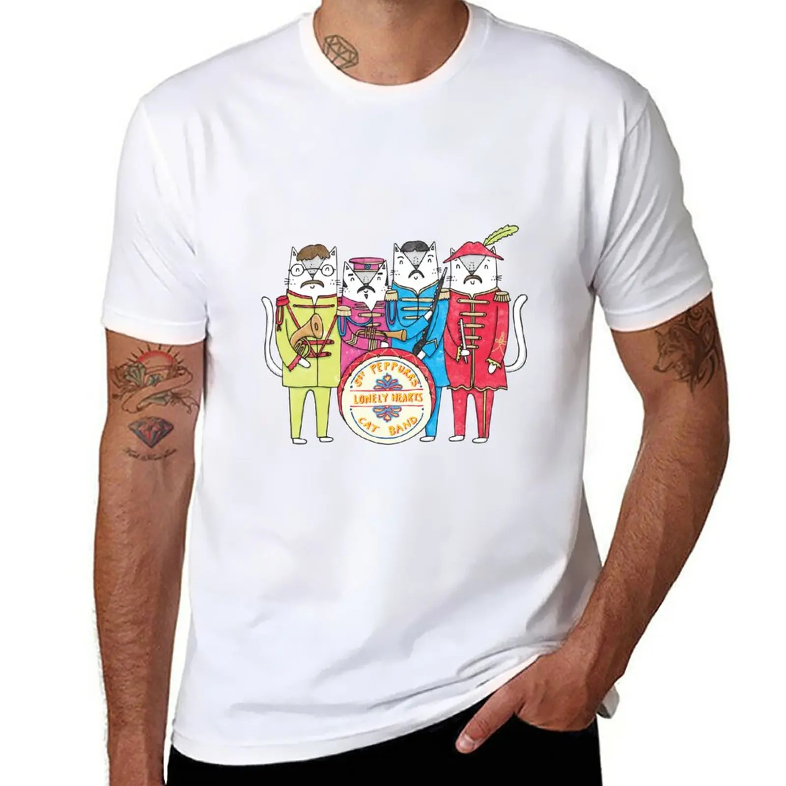 

New SGT Peppurr's Lonely Hearts Cats Band T-Shirt tops graphic t shirts korean fashion custom t shirt tshirts for men