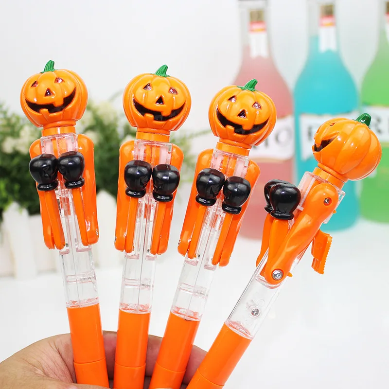 

10Pcs Pumpkin Boxing Ballpoint Pen Halloween Pen With Glow Lights Children's Prize Cute Gift Ballpoint Pen Decompression Toy