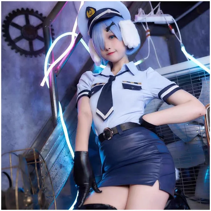 

Anime Rem Police Women Uniform Suit Re:Life in A Different World From Zero Rem Cosplay Costume Halloween Carnival Party Outfit