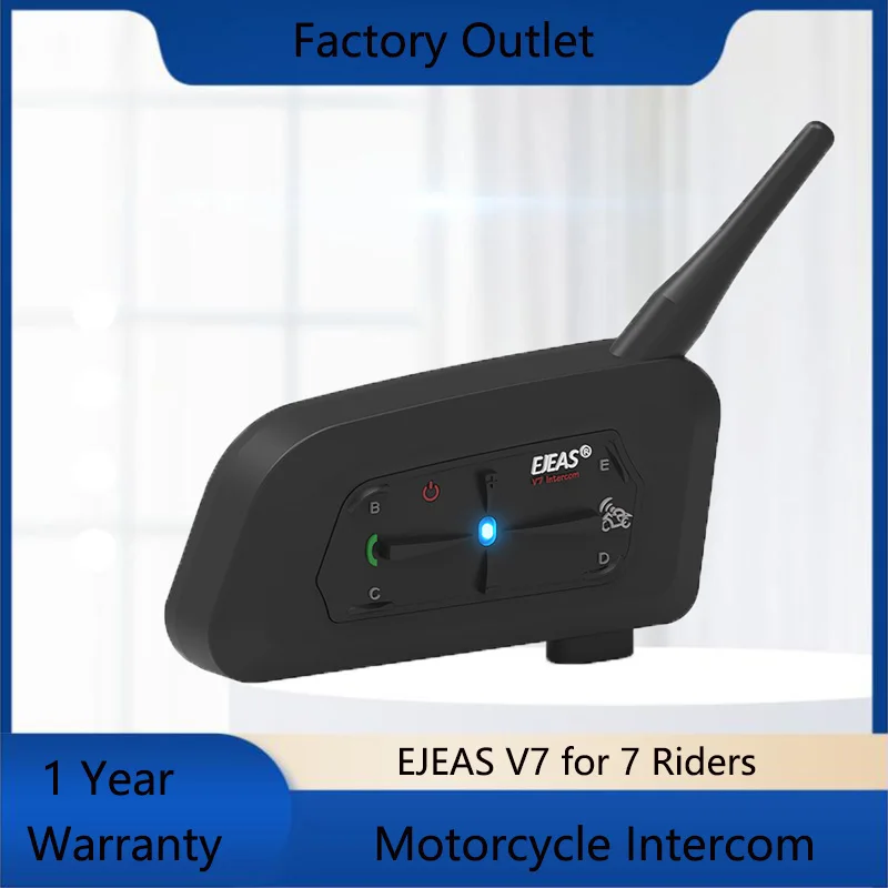

EJEAS 1/2Pcs V7 Motorcycle Helmet Headset Bluetooth Intercom Walkie Talkie Moto Interphone for 7 Riders