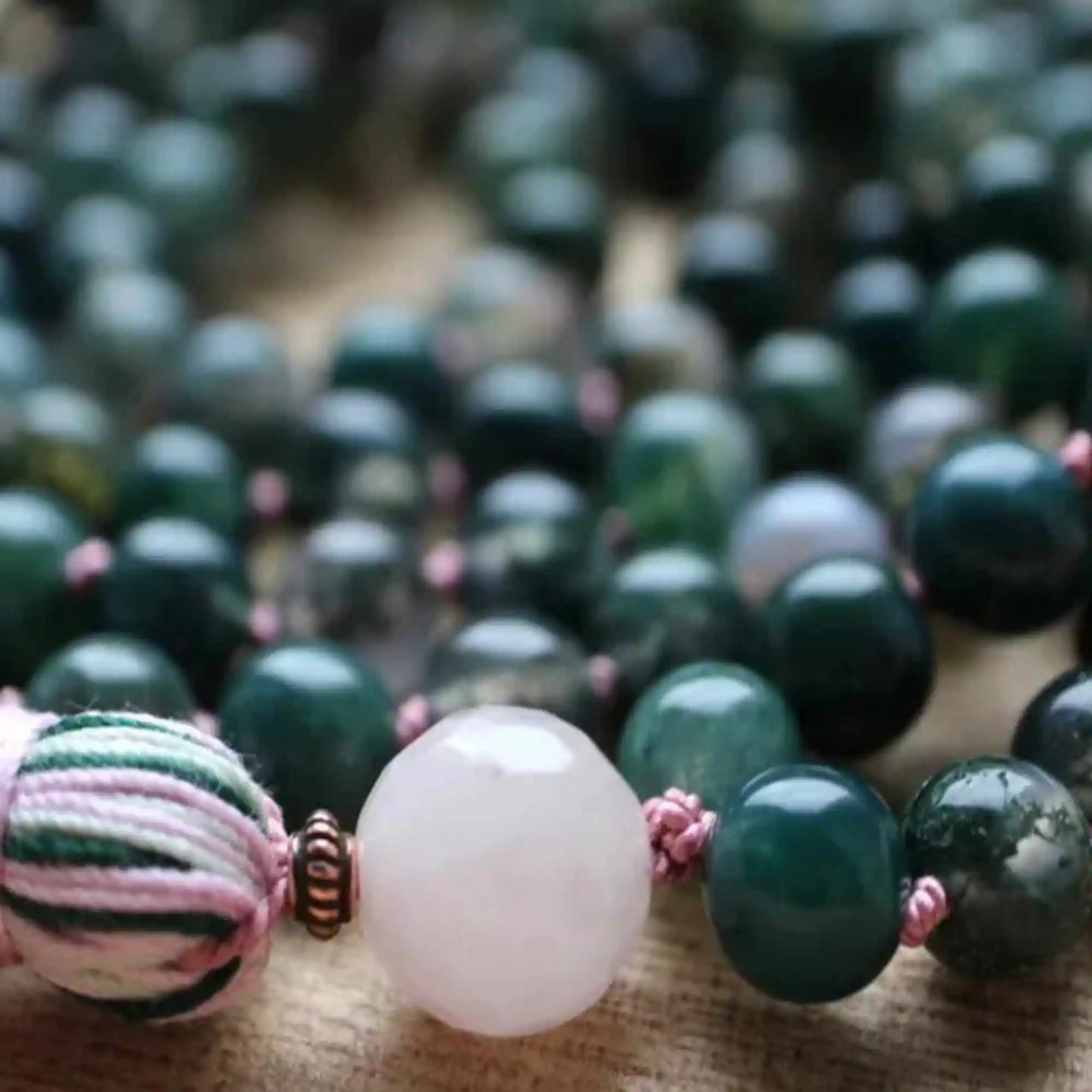

6mm Natural 108 knot Moss agate Rose quartz Beads necklace Chain Restore Handmade Lucky All Saints' Day Bohemia Chakra Pray