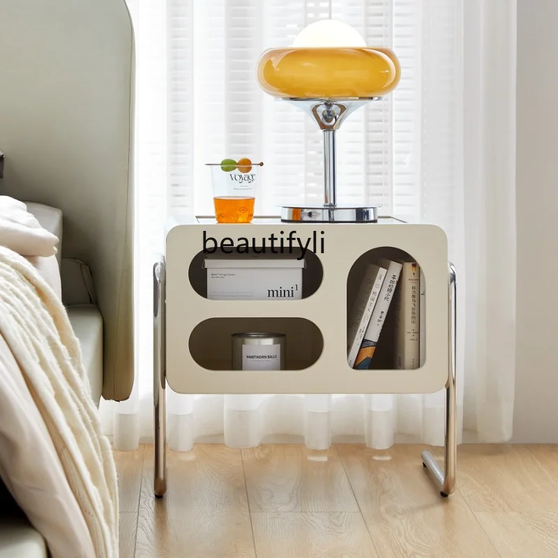Simple Modern Cream Bedside Table Stainless Steel Magazine Rack Living Room Side Storage Chest of Drawers furniture
Simple Modern Cream Bedside Table Stainless Steel Magazine Rack Living Room Side Storage Chest of Drawers furniture