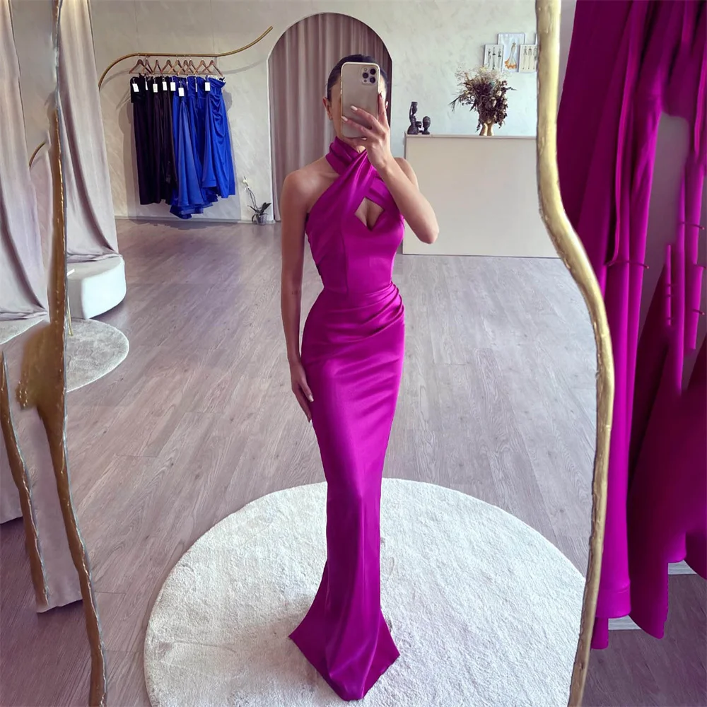 Lily Mermaid Sexy Prom Dress Halter Neck Party Dresses Stain Celebrity Gowns Grape Wedding Party Dress Custom вечерние платья
Lily Mermaid Sexy Prom Dress Halter Neck Party Dresses Stain Celebrity Gowns Grape Wedding Party Dress Custom вечерние платья