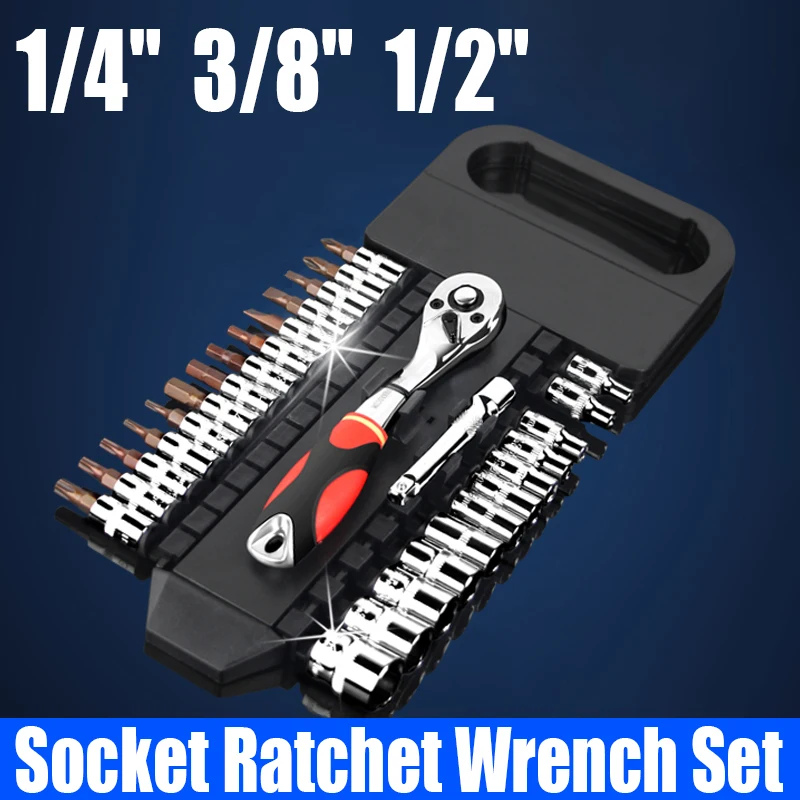 Socket Wrench Set 1/4" 3/8" 1/2" Socket Drive Ratchet Wrench Set Multi-function Ratchet Spanner Socket Set Car Repair Tool
Socket Wrench Set 1/4" 3/8" 1/2" Socket Drive Ratchet Wrench Set Multi-function Ratchet Spanner Socket Set Car Repair Tool