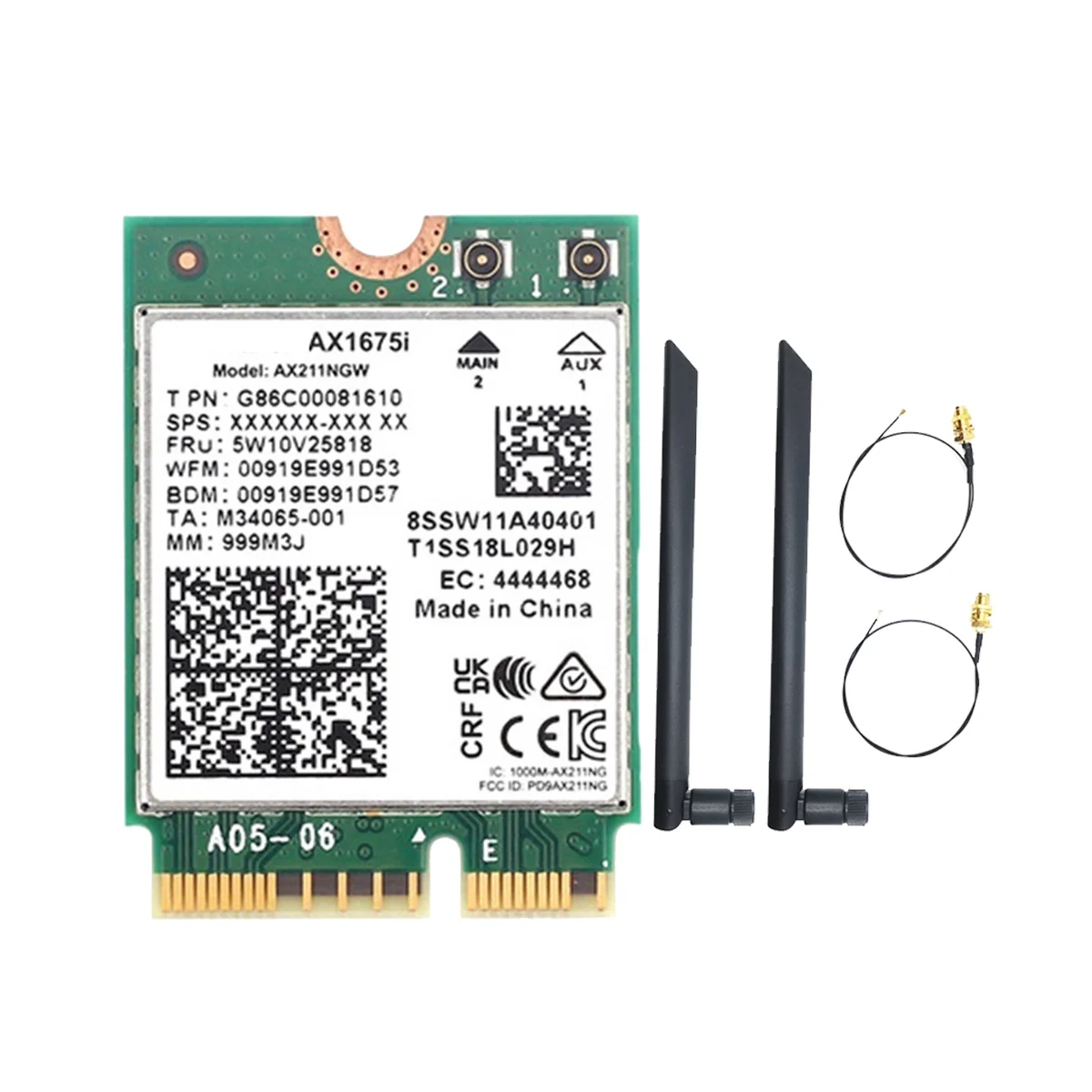 AX1675I WIFI карта + 2x8 дБ антенна WiFi 6E M.2 ключ E CNVio 2 Tri Band 2,4G/5G/6 ГГц беспроводная карта AX211 BT 5,2 для Win 10
AX1675I WIFI карта + 2x8 дБ антенна WiFi 6E M.2 ключ E CNVio 2 Tri Band 2,4G/5G/6 ГГц беспроводная карта AX211 BT 5,2 для Win 10