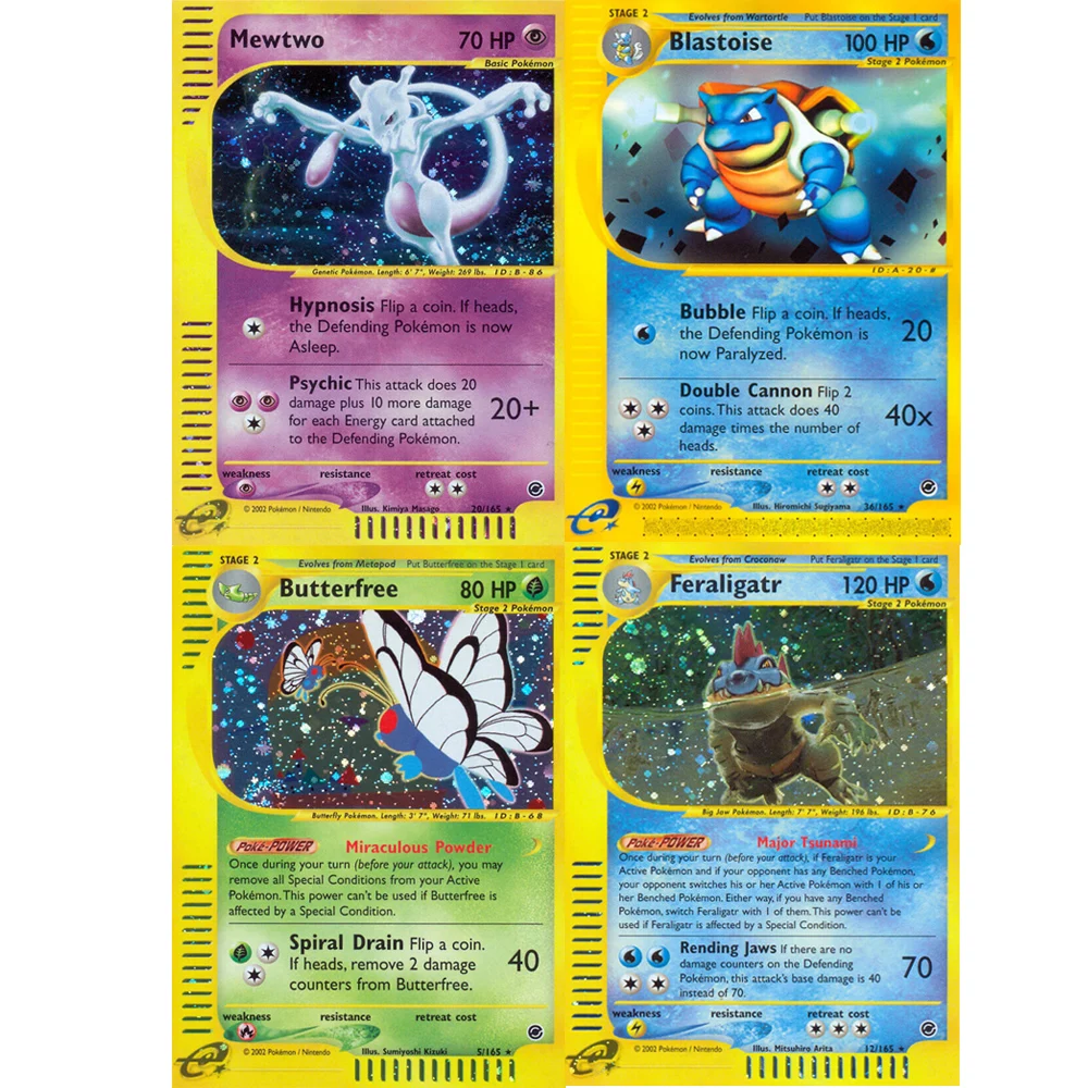 

Pokemon Cards Holographic E-Card Series Mewtwo Dragonite Blastoise Charizard Ninetales Typhlosion Evolution Collection Card