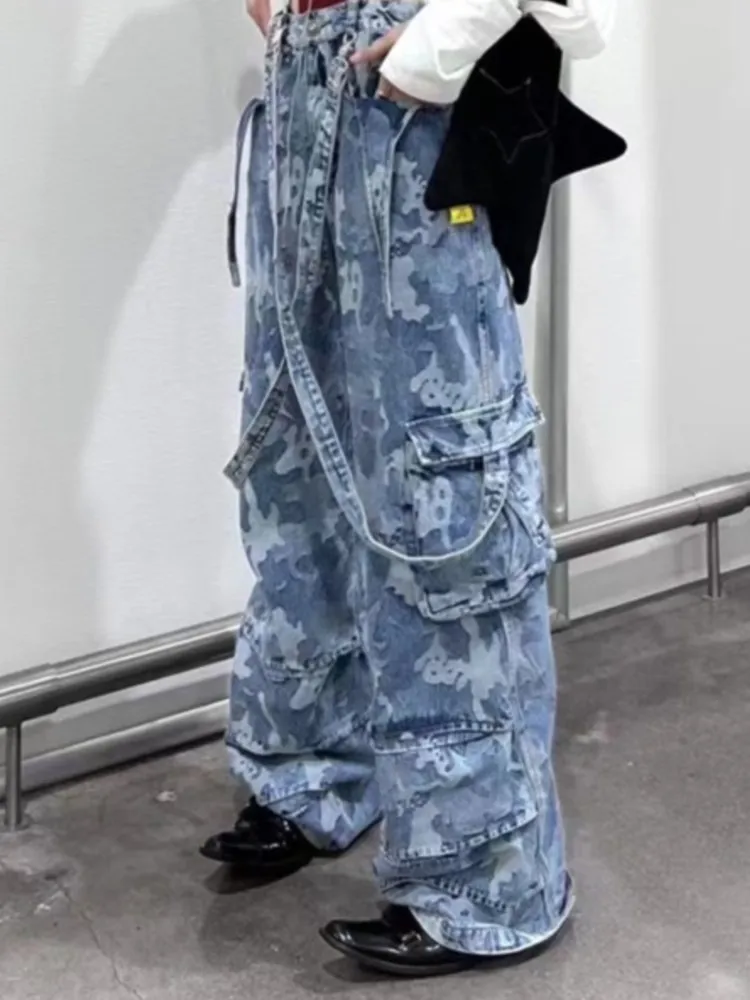 High Street Hip Hop Wash Do Old Baggy wide-leg Overalls Jeans men's Pants women's Fall
High Street Hip Hop Wash Do Old Baggy wide-leg Overalls Jeans men's Pants women's Fall