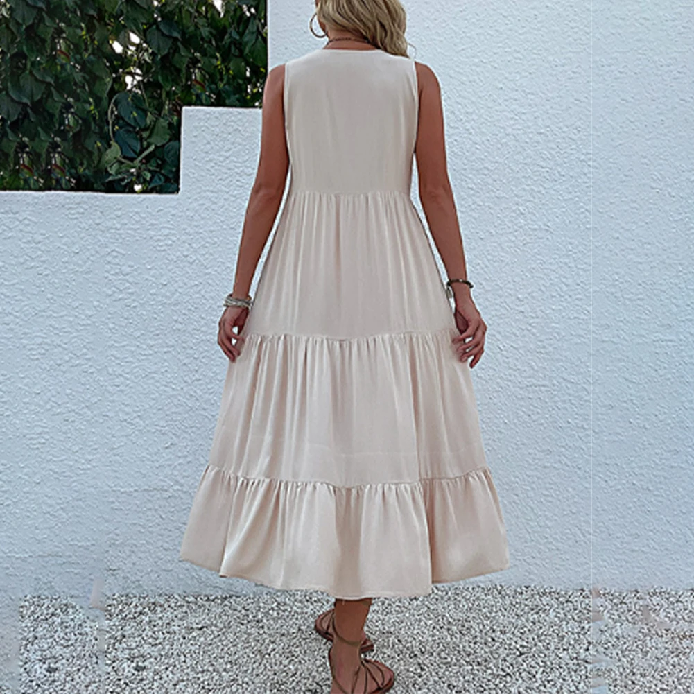 Bohemian Dress Solid Color Women's Dress in Bohemian Style Sleeveless and A Line Cut for Beach and Casual Wear
Bohemian Dress Solid Color Women's Dress in Bohemian Style Sleeveless and A Line Cut for Beach and Casual Wear
