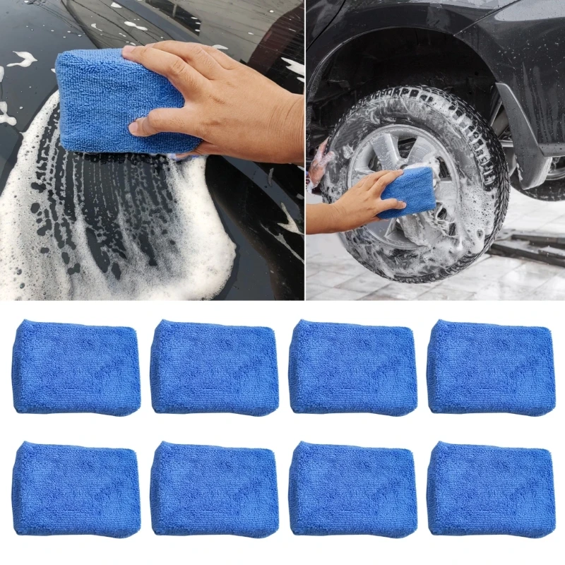 

8Pcs Car Microfiber Wax Foam Applicator Pads Dust Remove Auto Care Polishing Waxing Cleaning Sponge Rectangle Pressing Foam
