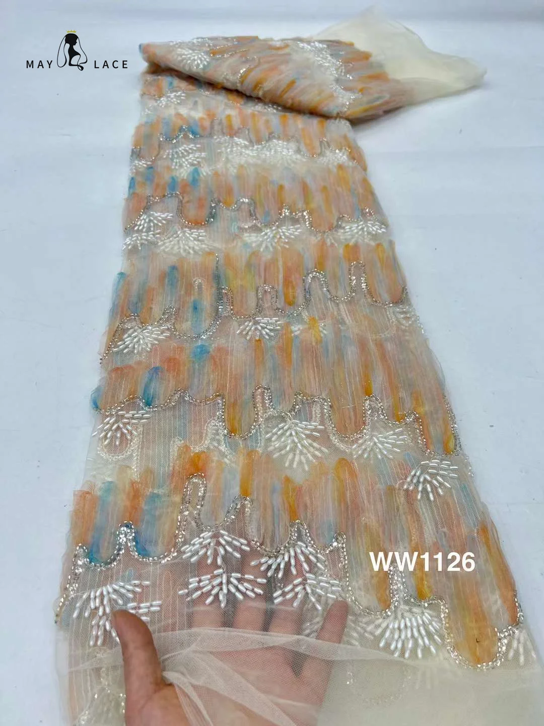 

Африканская кружевная ткань для жениха 2024 высококачественное кружево французские блестки вышитая Нигерия Тюль бисер Ткань 5 ярдов для шитья платьев