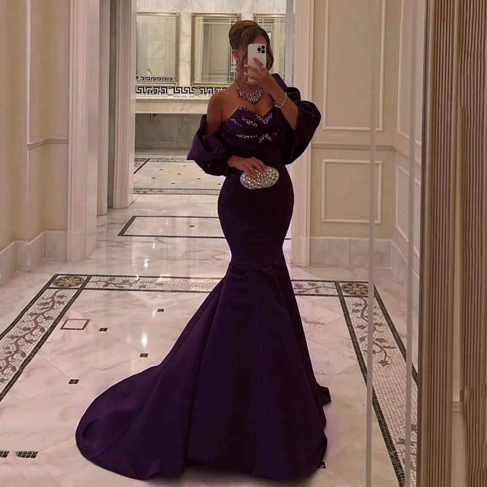 Elegant Mermaid Prom Dress Sweetheart Neck Party Dress Sexy Backless Satin Lace Prom Dresses Off Shoulder Celebrity Gowns
Elegant Mermaid Prom Dress Sweetheart Neck Party Dress Sexy Backless Satin Lace Prom Dresses Off Shoulder Celebrity Gowns
