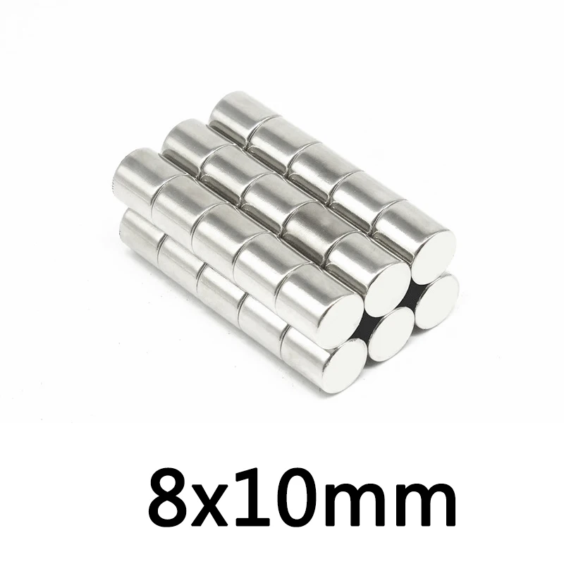 

10/20/50PCS 8x10 mm N35 NdFeB Strong Cylinder Rare Earth Magnet Round Neodymium Magnets 8x10mm Small Magnet Disc 8*10 mm