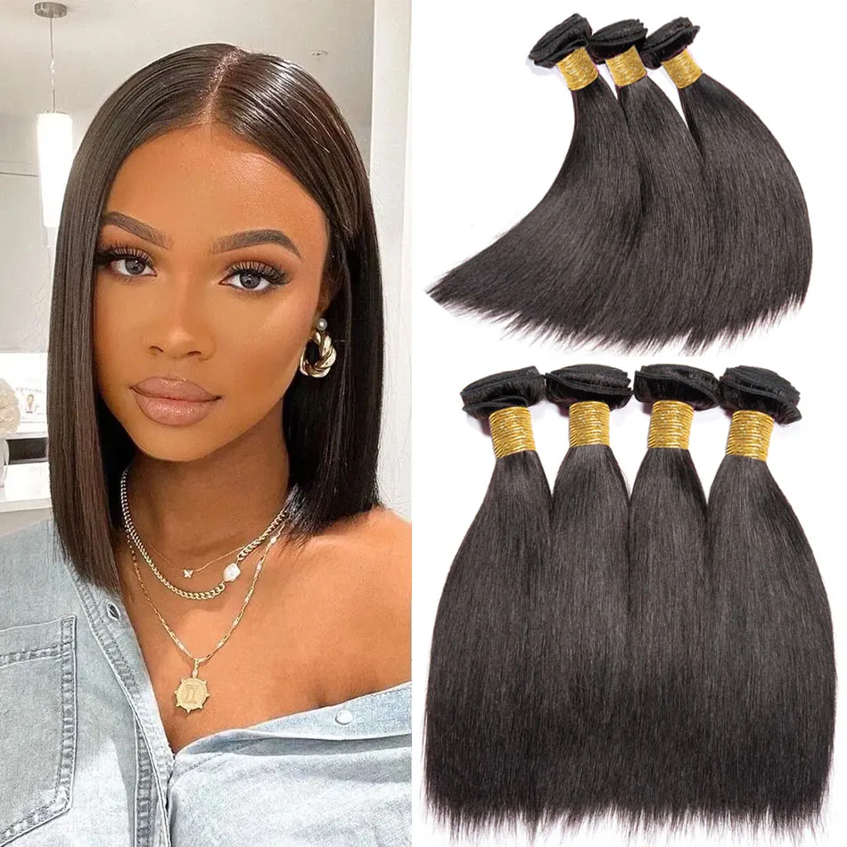 

Raw Indian Human Hair Bundles Natural Bone Straight Weave Bundle For Women Straight Remy Hair Extensions 3 Bundles Deal