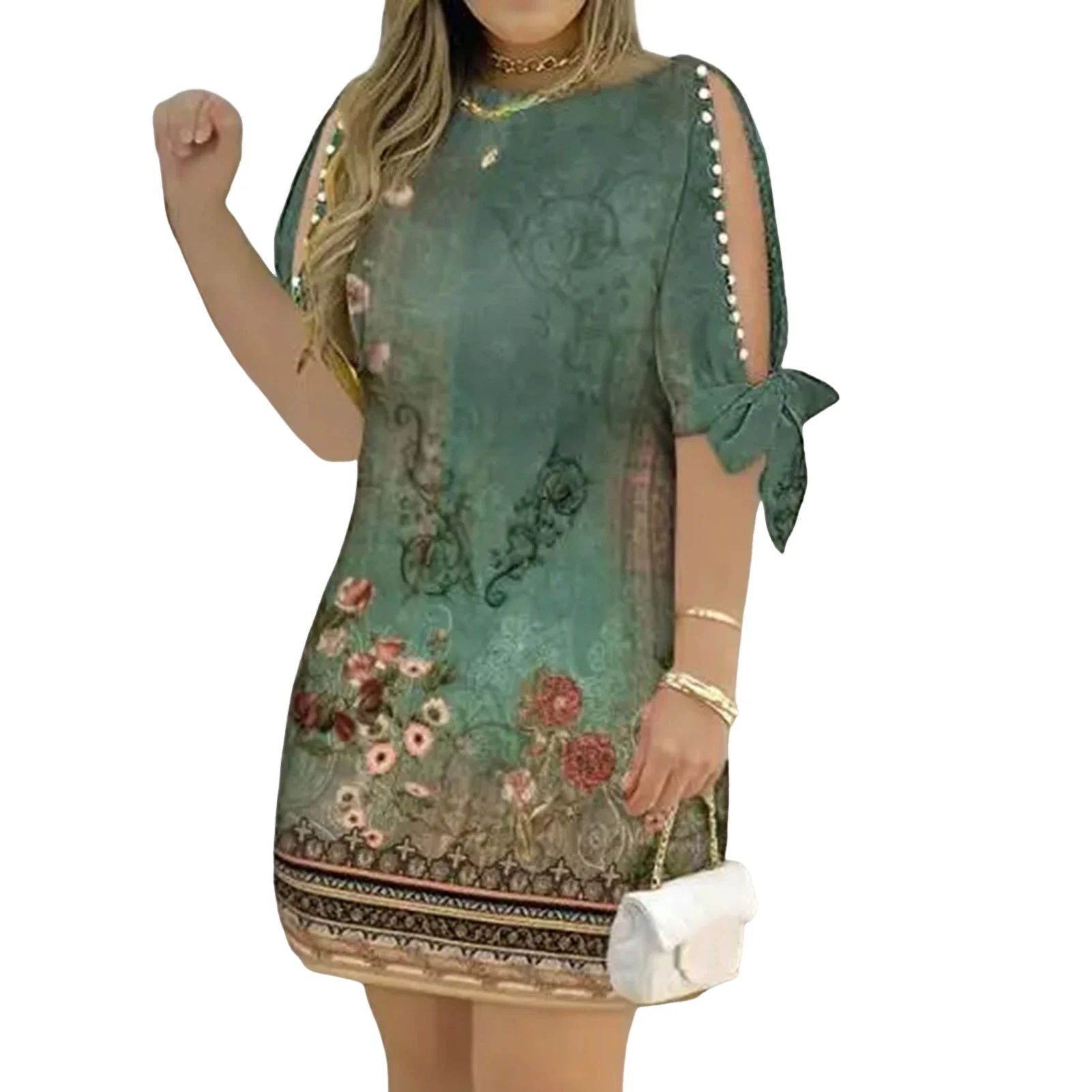 Women Vintage Style Dress Cold Shoulder Printed Floral Design Short Dress for Office Formal Outfit
Women Vintage Style Dress Cold Shoulder Printed Floral Design Short Dress for Office Formal Outfit
