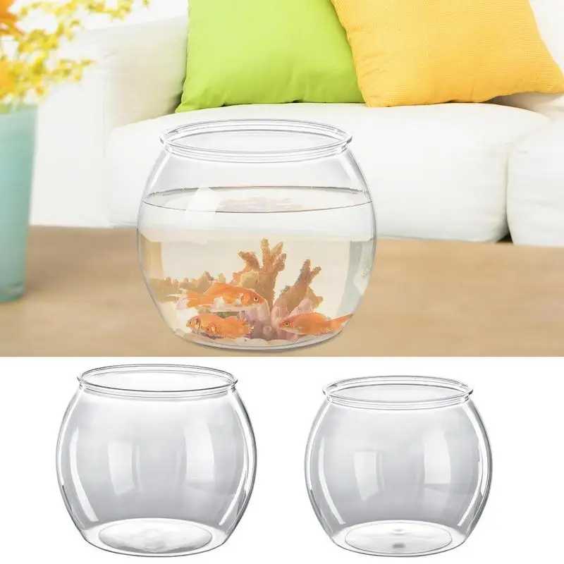 

Fish Tank Bowl Portable Mini Aquarium Small Clear Round Gold Fish Betta Fish Multipurpose For Living Room Apartment Offices Home