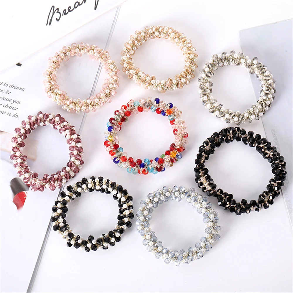 Fashion Rope Scrunchie Ponytail Holder Crystal Champange Faux Pearl Beads Elastic Hair Bands Hair Accessories for Women Girls
Fashion Rope Scrunchie Ponytail Holder Crystal Champange Faux Pearl Beads Elastic Hair Bands Hair Accessories for Women Girls