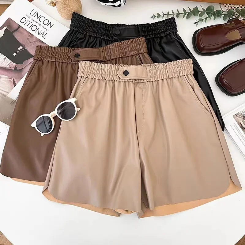 Women High Waist Laced Up Shorts Solid Vintage Chic Elegant Streetwear All-match Casual Office Pu Wide Legs Shorts New
Women High Waist Laced Up Shorts Solid Vintage Chic Elegant Streetwear All-match Casual Office Pu Wide Legs Shorts New