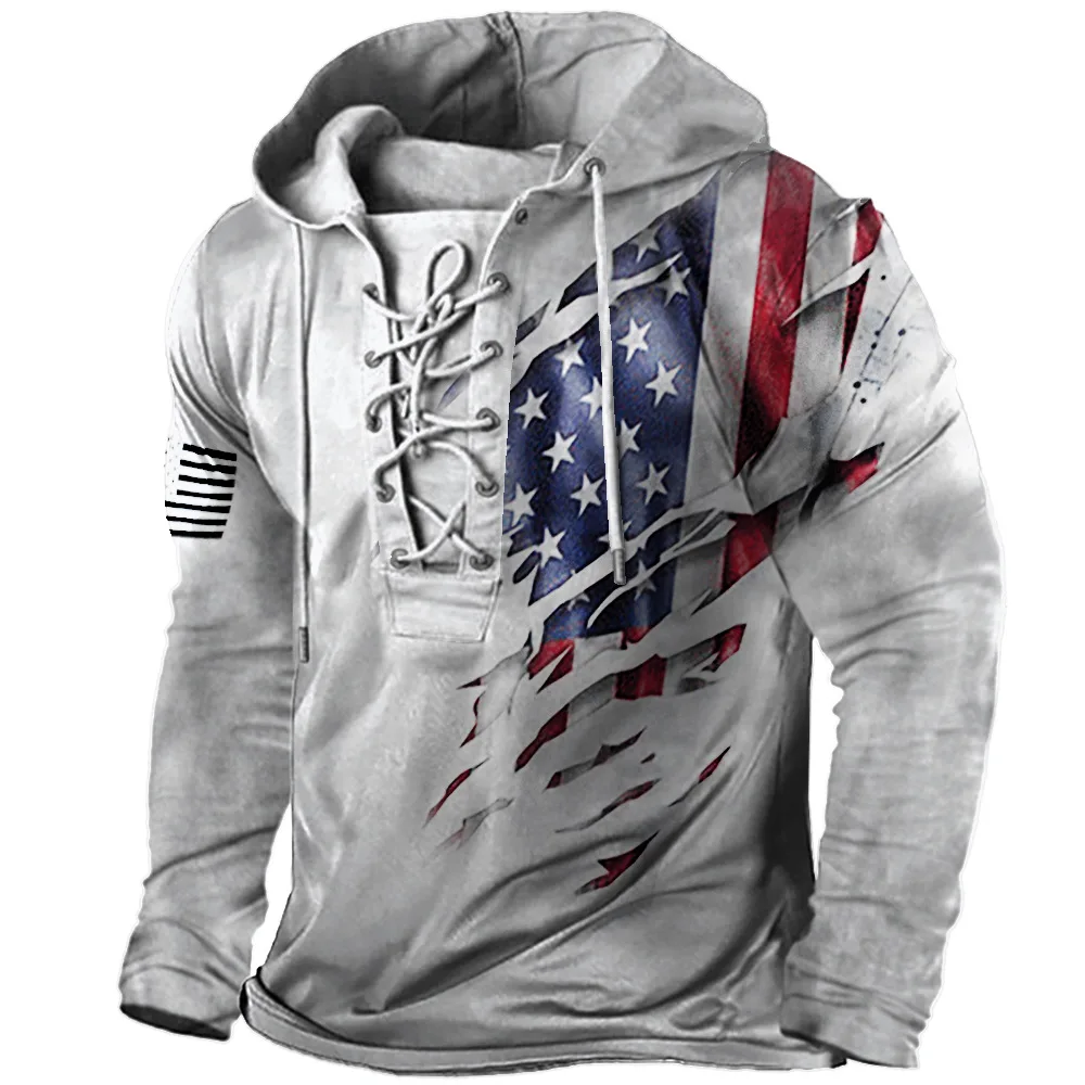 Large Size Men's Spring and Autumn Vintage American Flag Printed Lace-up Hooded Long-Sleeved T-shirt
Large Size Men's Spring and Autumn Vintage American Flag Printed Lace-up Hooded Long-Sleeved T-shirt