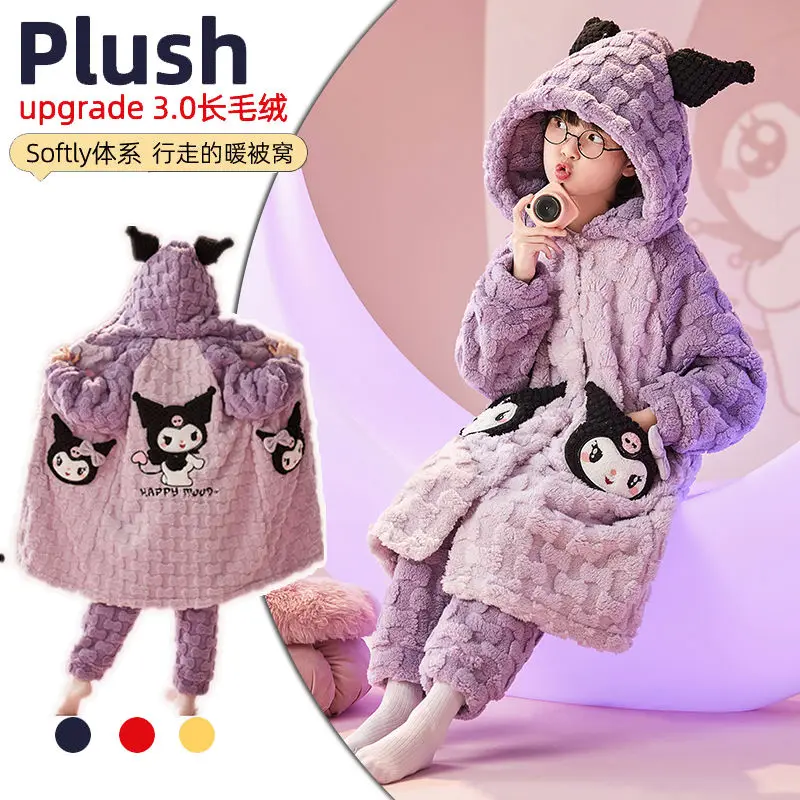 Sanrio Cinnamoroll Kuromi My melody мультяшный милый кавайный осенне-зимний фланелевый утепленный коралловый бархатный пижамный комплект для девочек
Sanrio Cinnamoroll Kuromi My melody мультяшный милый кавайный осенне-зимний фланелевый утепленный коралловый бархатный пижамный комплект для девочек