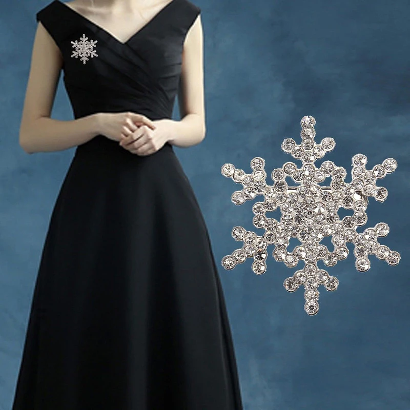 

Rhinestone Inlaid Snowflake Winter Lady Fashion Brooch Sparkling Crystal Brooch Pins Jewelry Brooches Women Christmas Gift