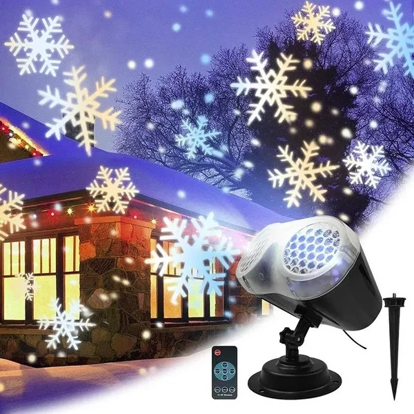 

LED Christmas Snowflake Projector Light Outdoor Projection Stage Light Waterproof Garden Landscape Lawn Lamp New Year Decoration