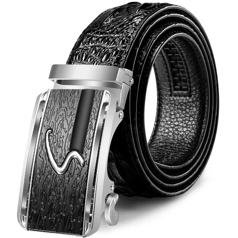 

Men Belt New Men's Two-layer 100% Genuine Cow Leather Belt 3.5cm Business Casual Automatic Buckle Belts for Men 110-125cm