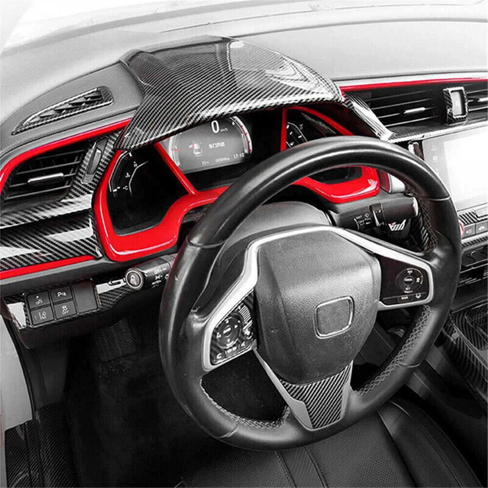 1x Carbon Fiber Dashboard Cover Center Console Steering Wheel Speeeter Cover Car Accessories For Civic 10th Gen 2016-21
1x Carbon Fiber Dashboard Cover Center Console Steering Wheel Speeeter Cover Car Accessories For Civic 10th Gen 2016-21